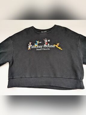 Zara Disney Women's (Size S/M) Mickey Mouse & Characters Cropped Sweatshirt/Top